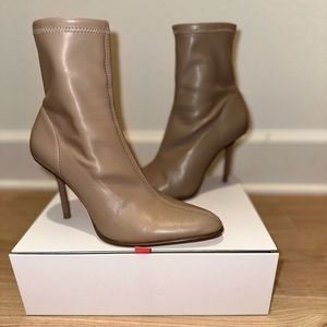 Zara tan faux leather ankle boots